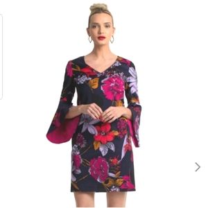 Trina Turk Cheers Bell Sleeve Dress Navy pink